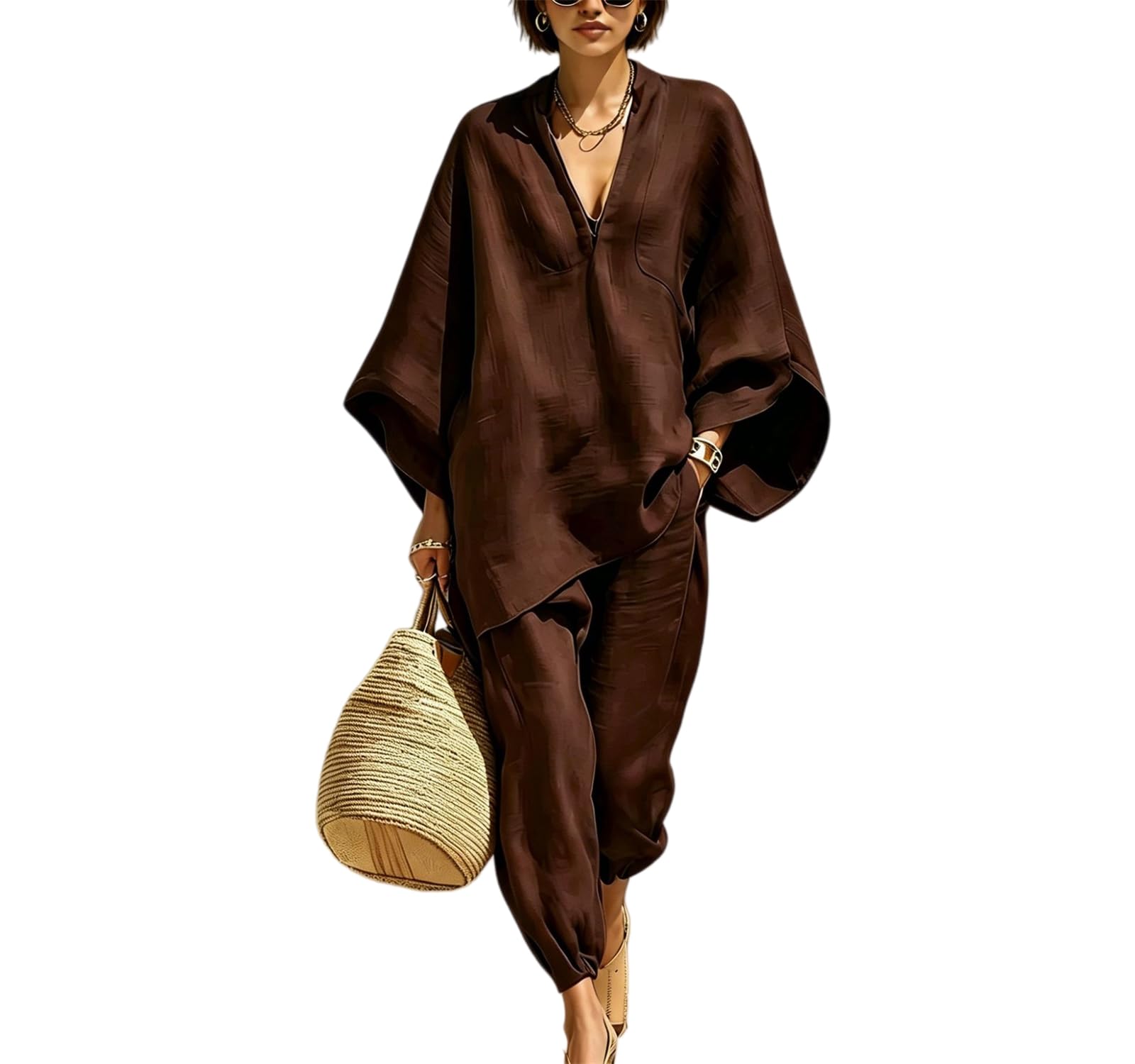 Conjunto de mujer de algodón y lino premium con caída elegante y máxima suavidad natural 8