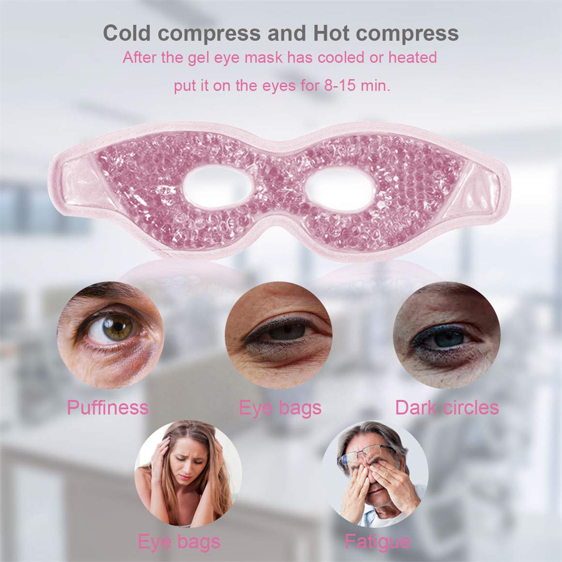 Cooling Gel Eye Mask with Eye Holes, 2 PCS Cold Eye Packs for Puffiness & Swelling, Reusable Hot Cold Compress Heat Ice Gel Pack, Purple and Pink — Amazon image 3