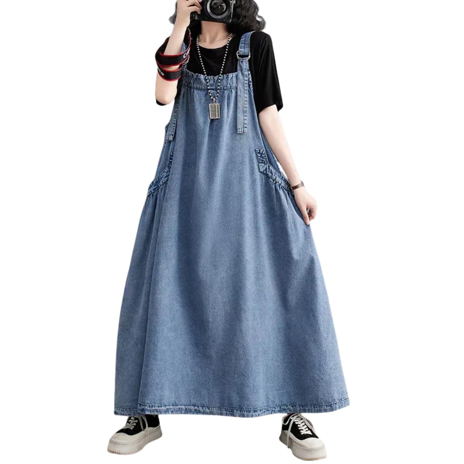 Damen Jeans Latzkleid