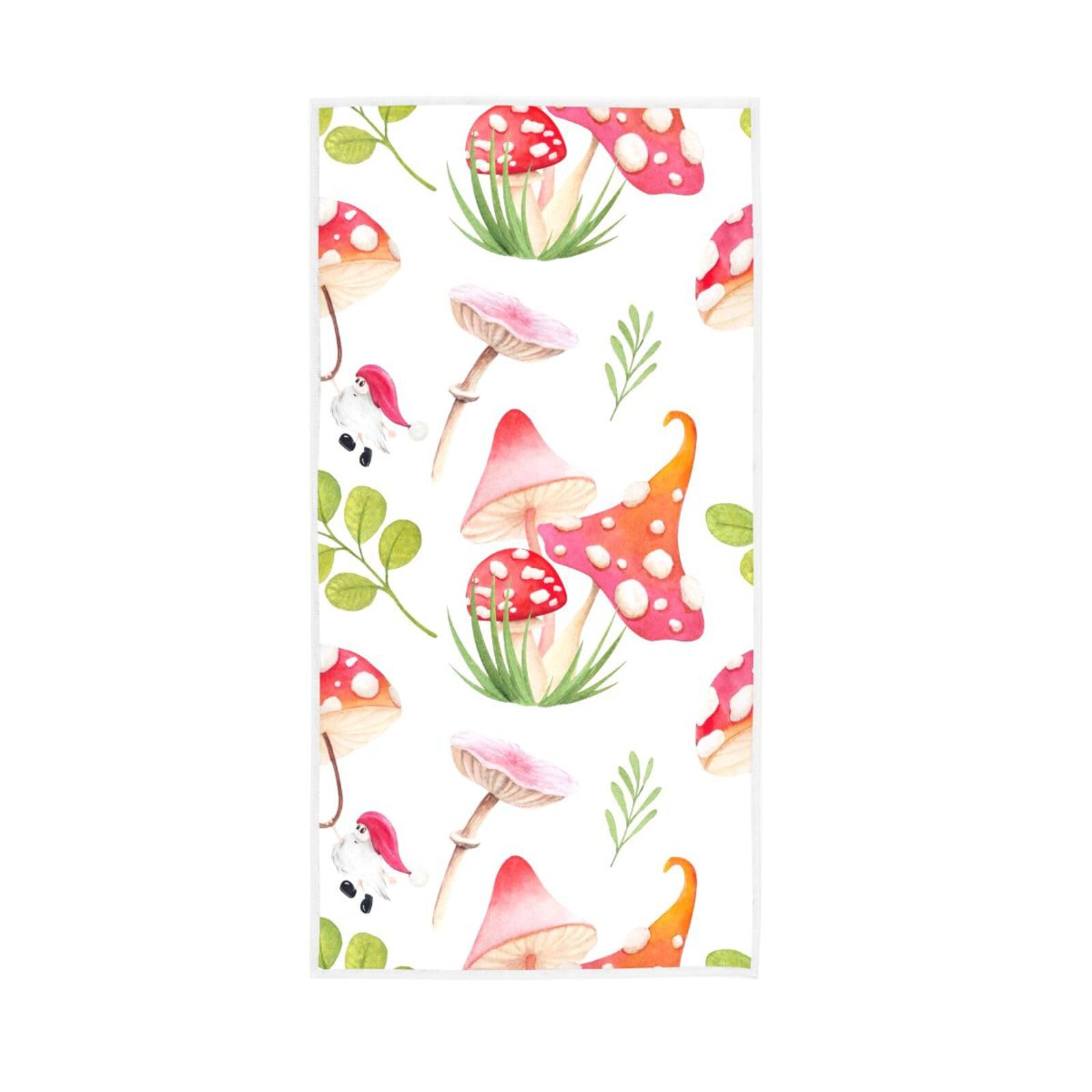 LSRCPD Umbrella Mushroom Towles, 15 x 30 Inches Bathroom Decorative Towels Printed Hand Towels, Face Towels for Bathroom