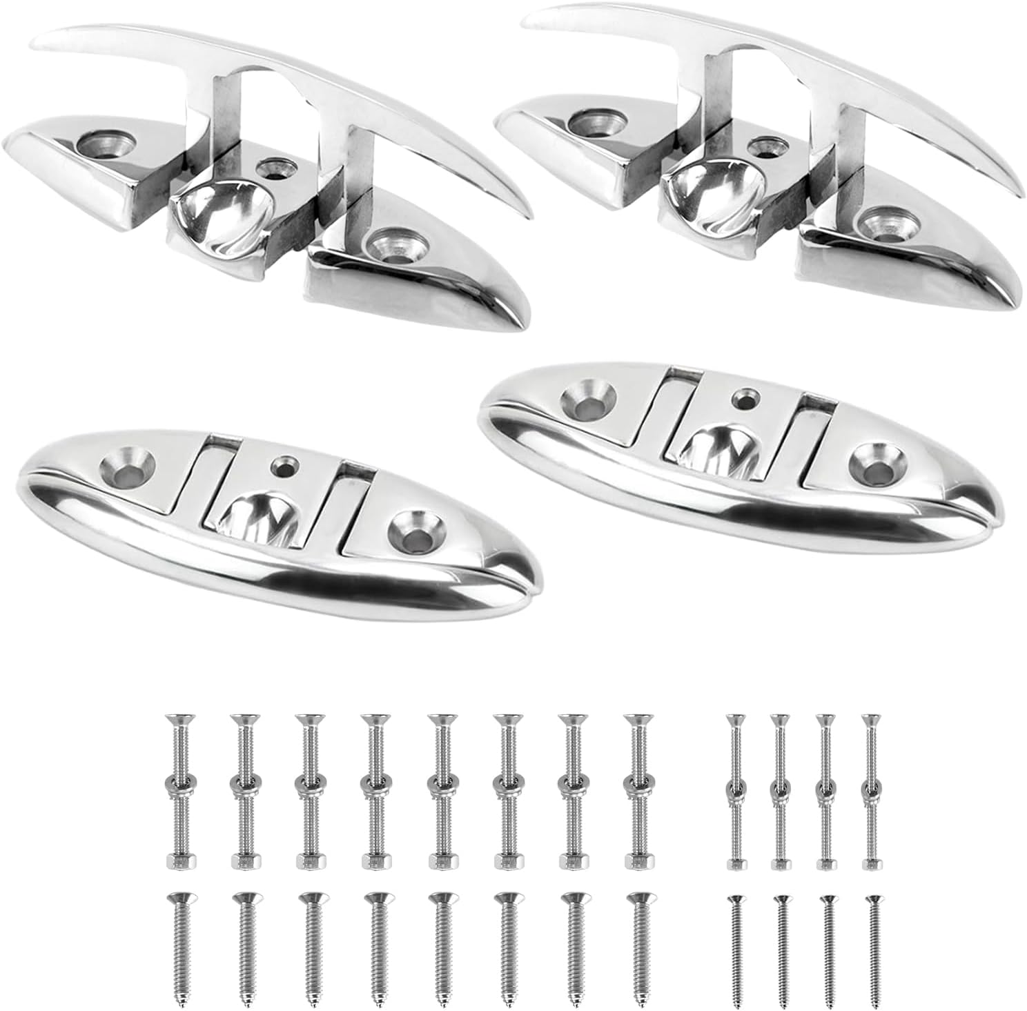 Boat Cleats 5"/6" 316 Stainless Steel Marine Grade Folding Cleats - Heavy Duty Flip Up Dock Cleats for Yachts, Kayaks & Pontoons- 2/4 Pack