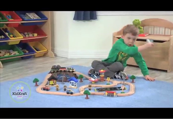 Ensemble Train En Bois KidKraft Bucket Top Avec Boîte Rangement - Circuit Complet Dès 3 Ans