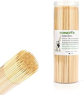 TONGYE [200 PCS] 6 inch Bamboo Skewers, Premium Wooden Skewers Without Splinters, Skewers for Grilling, BBQ, Appetizer, Fruit Kabobs, Chocolate Fountain, Cocktail Toothpicks, and Food Skewer Sticks.