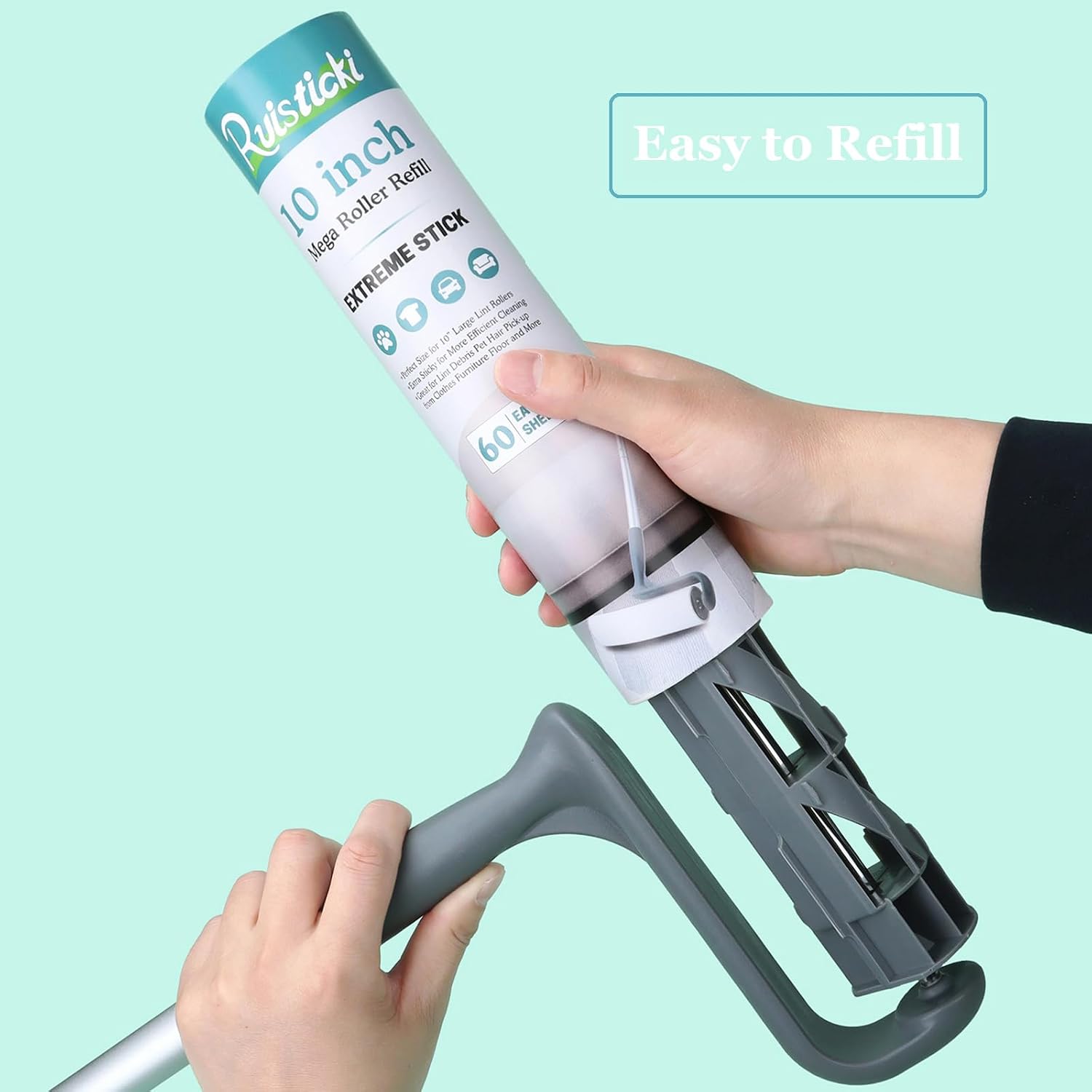 10 inch Large Lint Roller Refill Compatible with Evercare Layers Smart Design Mega Lint Rollers for Pet Hair Extra Sticky 60 Sheets per Refill, 6 Pack, 360 Sheets Total