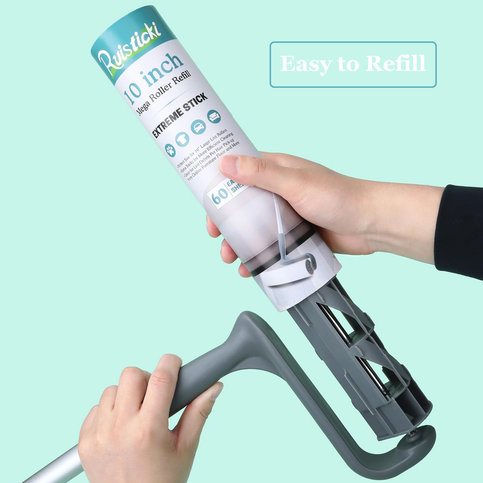 Evercare - Ricariche per rulli grandi per peli di animali domestici, 25,4 cm, design intelligente, 50% in più di rimozione dei peli di animali domestici, 60 fogli per ogni ricarica, 6 confezioni da