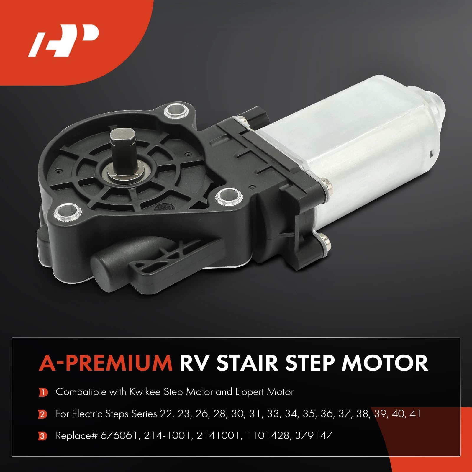 A-Premium Motor eléctrico de paso de entrada para RV compatible con RV, autocar, autocaravana, Toyhauler y motor de pasos, reemplazo # 676061, 1101428