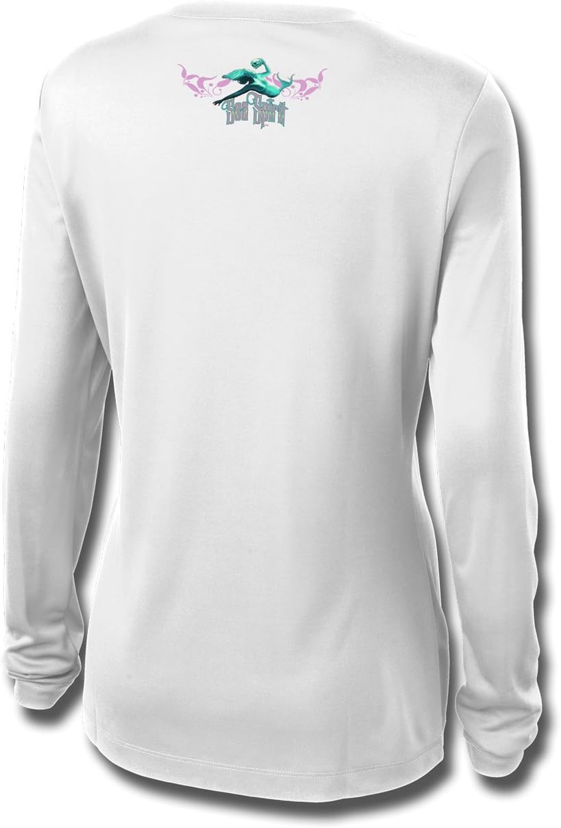Sea Turtle Bliss High Performance UPF 50+ Womens Fishing V-Neck Shirt