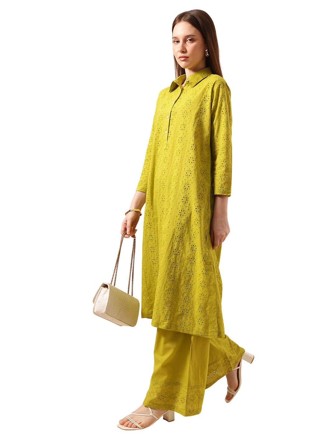 ishin Graceful Avacado Schiffli A Line Kurta sets-picture-49