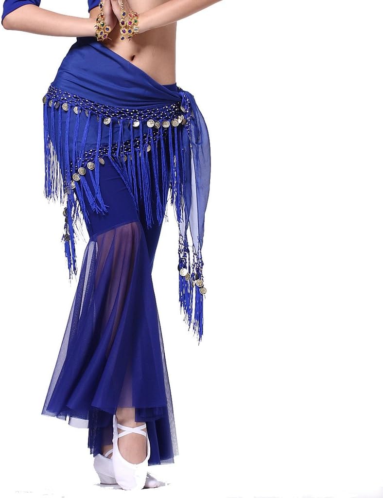 Women's Belly Dance triangler Hip Scarf With Coins - Image 4