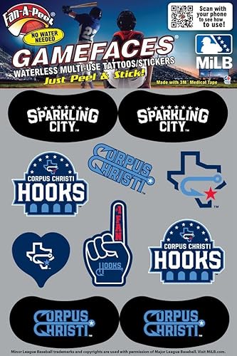 Fan-A-Peel CORPUS CHRISTI HOOKS Waterless Temporary Peel & Stick Multi-Use Tattoo & Team Sticker | No Water, No Hassle, No Mess Easy Removal | Hypoallergenic Adhesive | Officially Licensed