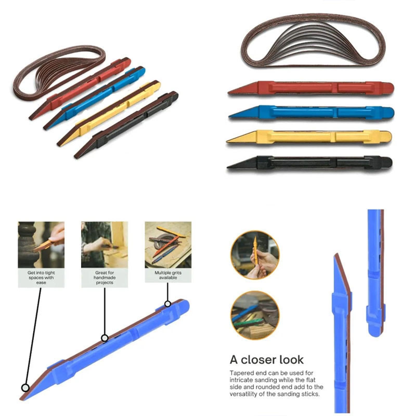 Lot de 20 Bandes Abrasives Haute Performance pour Luthier, avec Stylo de Ponçage 4 Couleurs