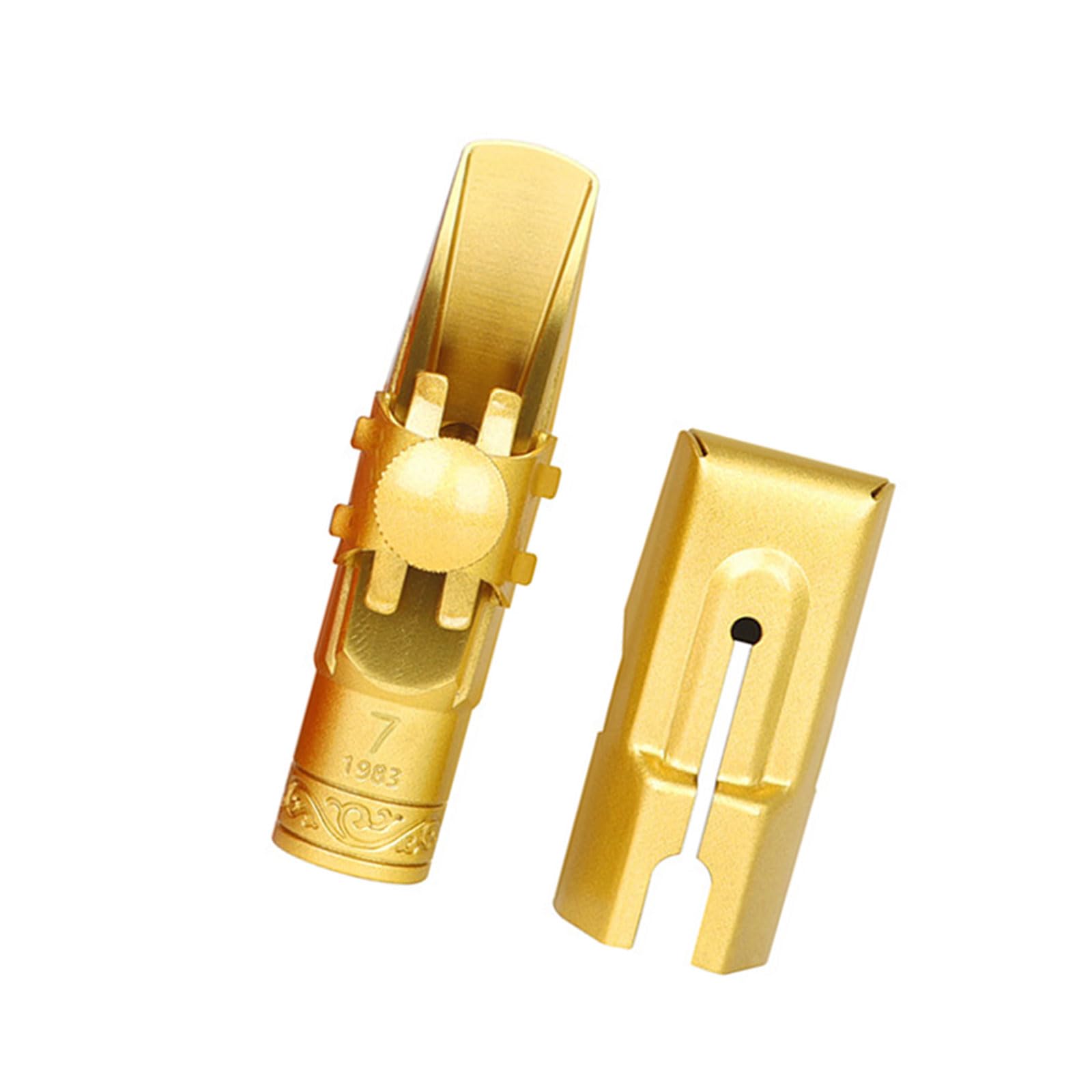 Maxtonser 1 Set Saxophone Mouthpiece with Caps Professional Sax Metal Mouthpiece for Saxophone Golden Soprano Saxophone Mouthpiece