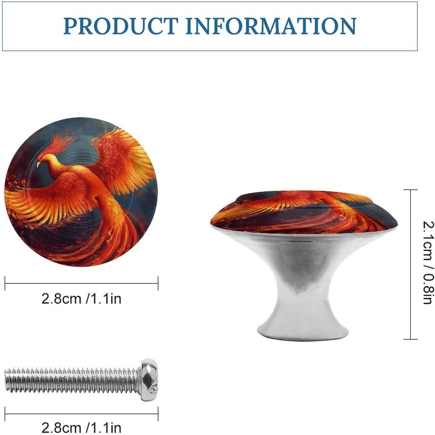 Cabinet Handles Round Drawer Pulls Orange Red Phoenix Dresser Knobs for Cabinets and Drawers Handle Kitchen Cabinet Pulls for Bathroom Cupboard Drawers Cabinet Pulls for Kitchen Door