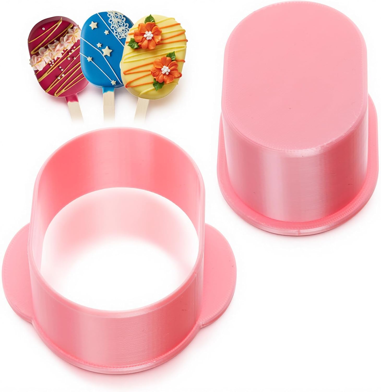 Cakesicle Cutter, Cakesicle Mold, Pink, 2.8”, Oval