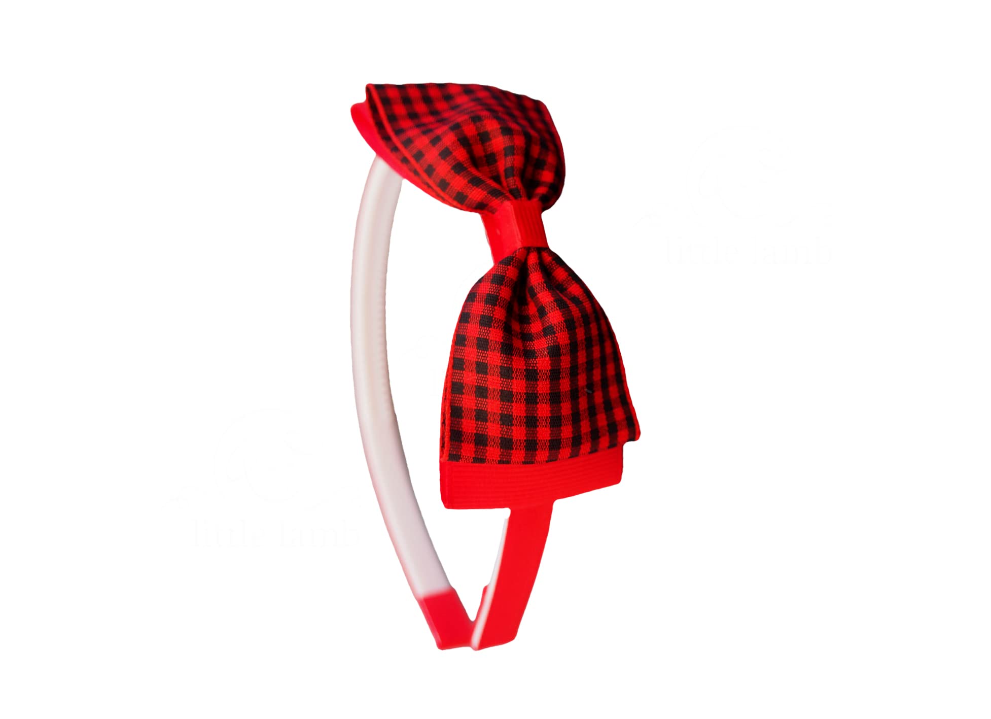 MeiMei Red Hunter Tartan Hair Bow Headband – Handmade Grosgrain Ribbon Headband for Girls & Women, Christmas Hair Accessories, Stocking Fillers, 1 Piece (Tartan 6, TUX38 Grip Headband)