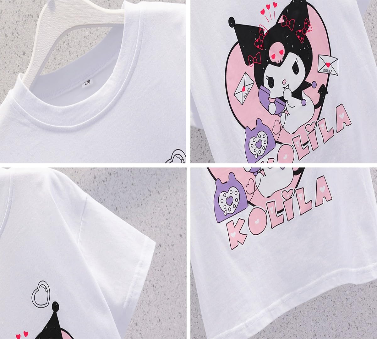 Cartoon Conjunto Falda y Top para Niñas Camiseta Manga Corta + Minifalda Plisada + Bolso de Dibujos Animados 3 Piezas Traje