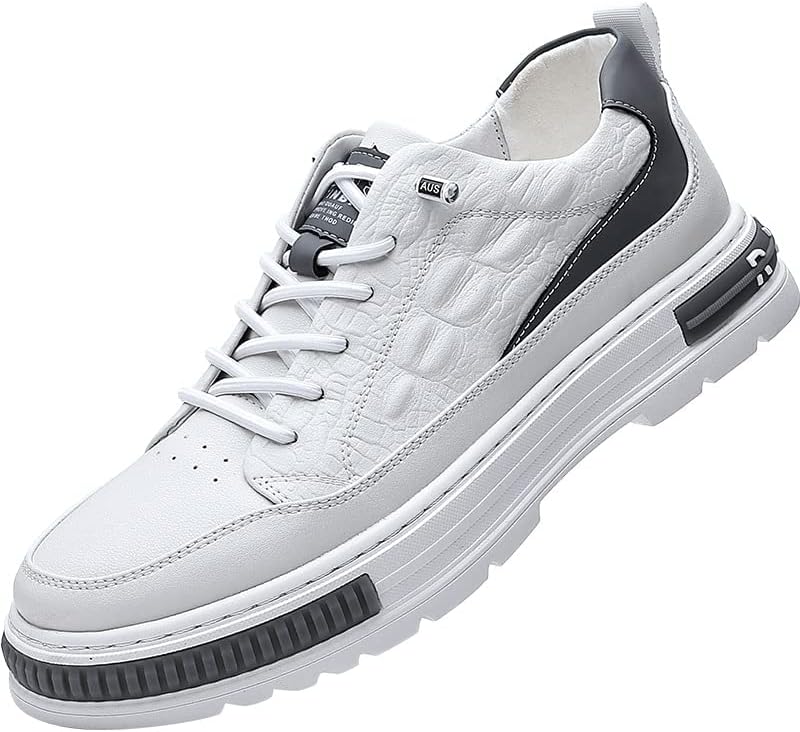 Men's Crocodile Pattern Waterproof Cowhide Shoes,Height Lifting Non-Slip Casual Softsole Oxford Fashion Leather Lace-Up Sneaker