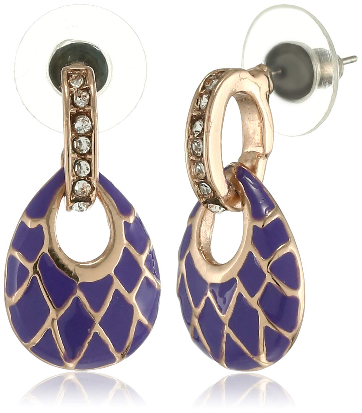 Estele Violet and Rose Gold Enamel Hanging Earrings for Women (B08D6T6N93) Amazon Price History, Amazon Price Tracker