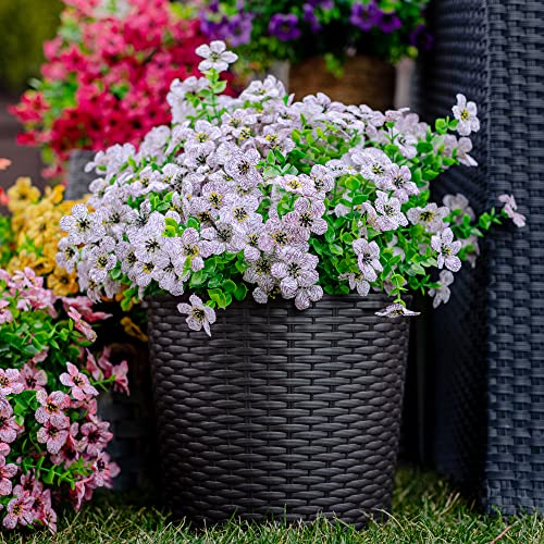 Axylex Artificial Flowers For Outdoors Fake Plants - 16 Bundles Faux Outside Greenery Boxwood No Fade Plastic Shrubs Fall Decor Farmhouse Home Garden Thanksgiving Mums (White) #TOP1
