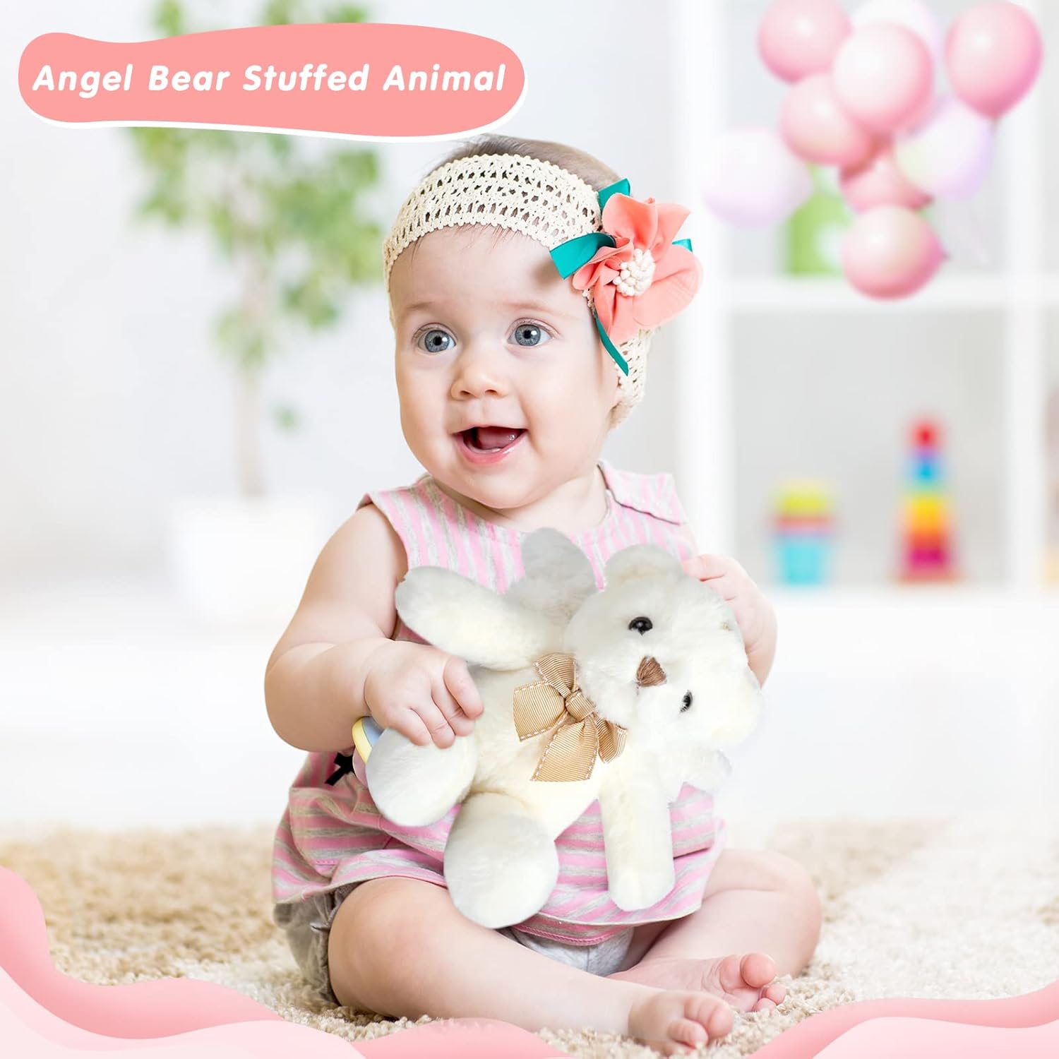 HyDren Angel Bear Plush Stuffed Animal with Wings White Bear Dolls for Boys Girls Birthday Gift (Plush,Classic) - Image 5