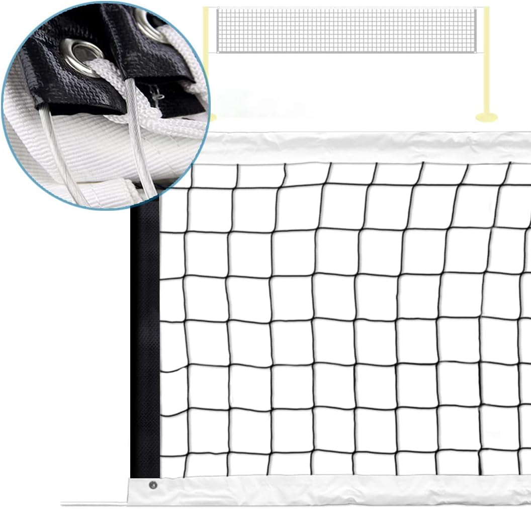 PROGOAL Replacement Professional Sports Volleyball Net with High Strength Cable & Two Side Tape Reinforcement Dowels?4 Inch Square Mesh Heavy-Duty Net for Indoor Outdoor?Standard 3'H x 32'L?