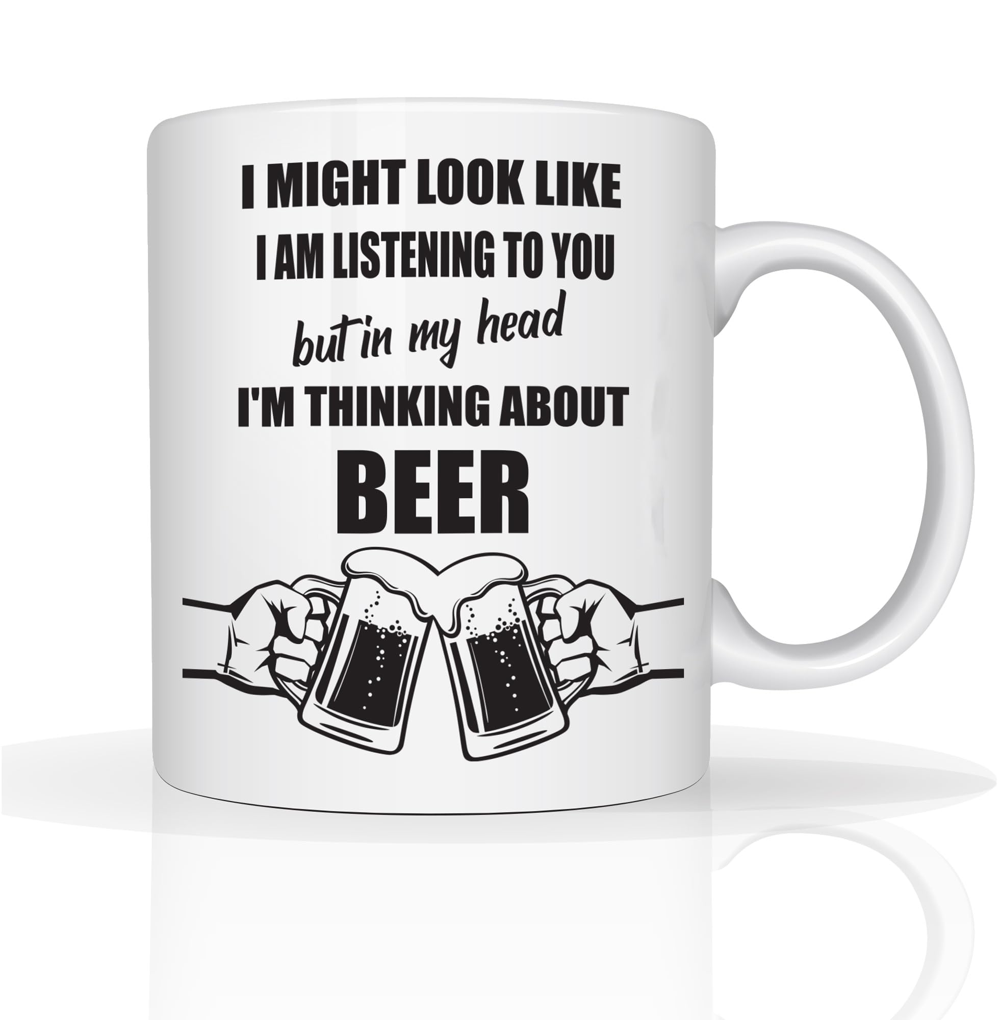 Star Online Classic Christmas Secret Santa Coffee Xmas Gifts I’m Thinking About Beer Funny Mugs - 11oz Ceramic Cup for Beer Lovers (Beer Modern), SEOINMYHEAD23