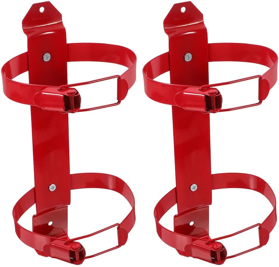 TEHAUX Fire Extinguisher Stand 2-Pack Universal Wall Mount Bracket Holder for Home Office Car & Rv - Secure Fire Extinguisher Hanger with Quick Access Space-Saving Design 10.03X4.52X4.52In