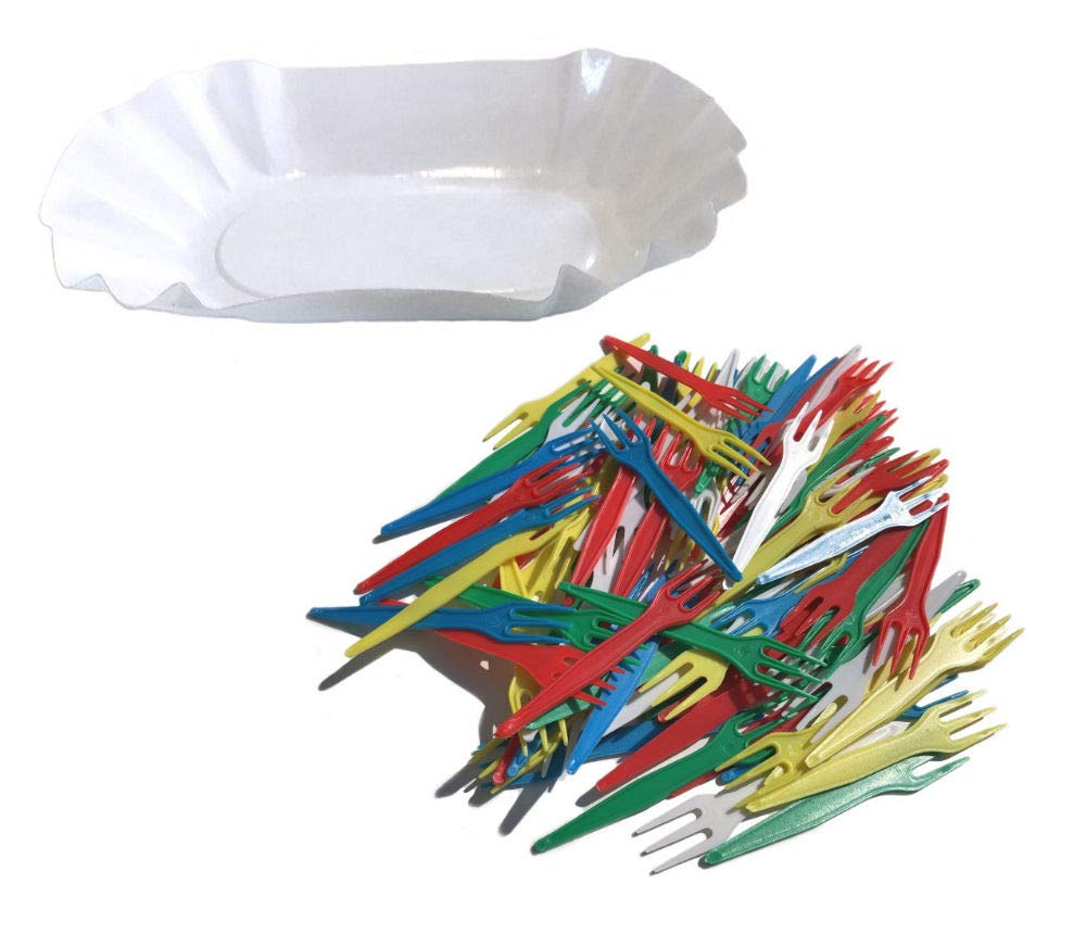 Fourchettes à frites et bols en lot combo de 100 et 75 pièces pour restauration