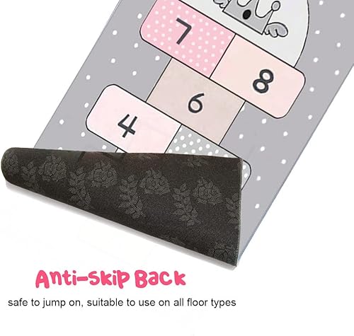 Miniatura 5 de Hopscotch Mat de 31 x 63 pulgadas, alfombra de juego de salto y cuenta con bonito diseño de estrella, alfombra de juego antideslizante para niños,