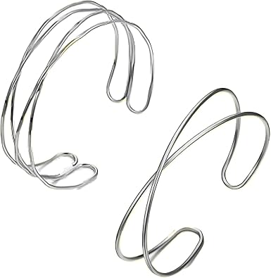 Silver Arm Cuff for Women Open Adjustable Armband Stackable Upper Arm Bracelet Bangle Minimalist Summer Beach Cuff Jewelry