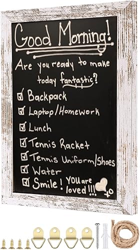 Miniatura 8 de Pizarra magnética de superficie de 8.7 x 12.6 pulgadas, marco de madera blanca vintage, pizarra negra de pared para usar en casa, oficina y