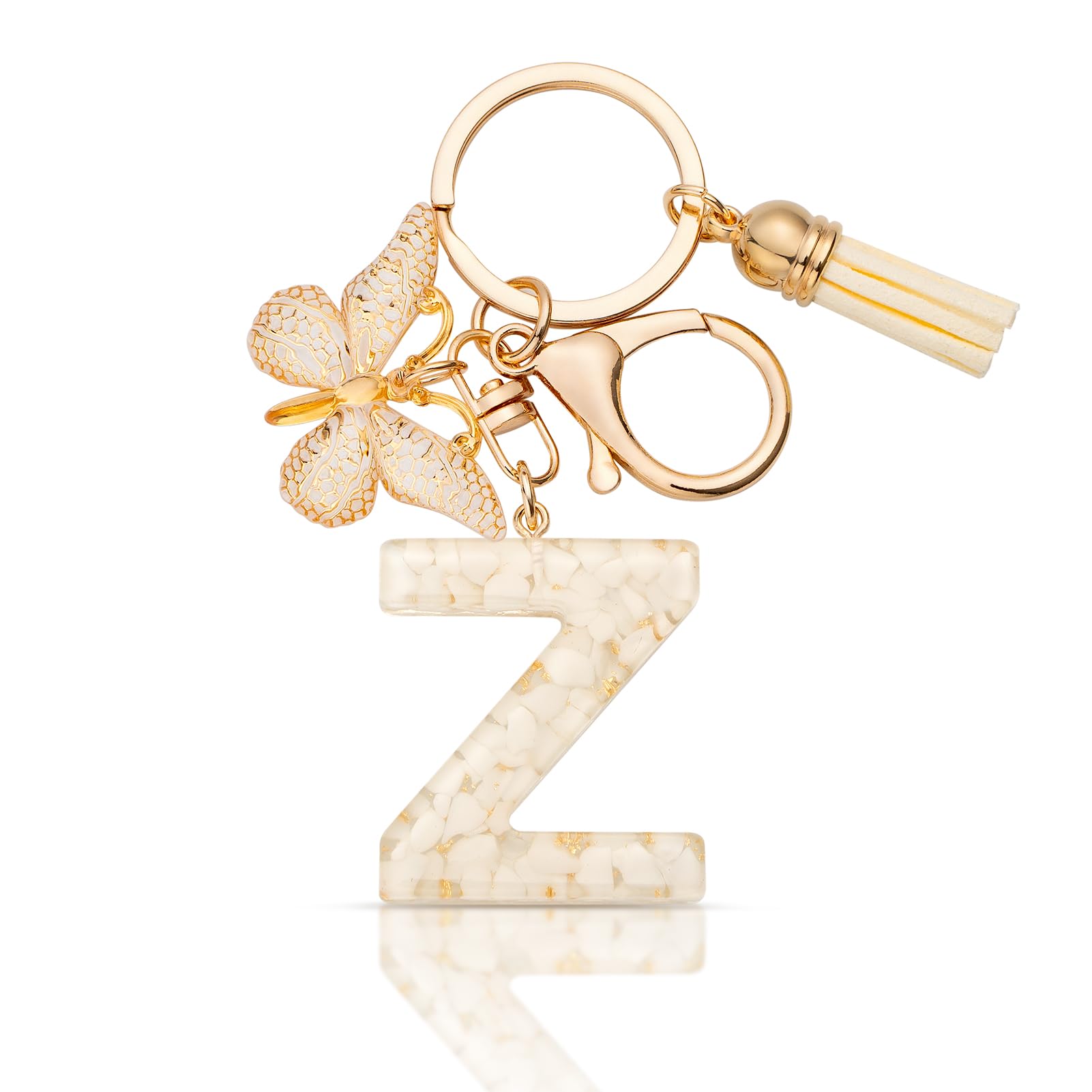 MORSUNBELA Schlüsselanhänger Buchstabe Mädchen Geschenke Schlüsselanhänger mit Buchstaben Anfangsbuchstabe Schmetterling Keychain Letter für Frauen Damen