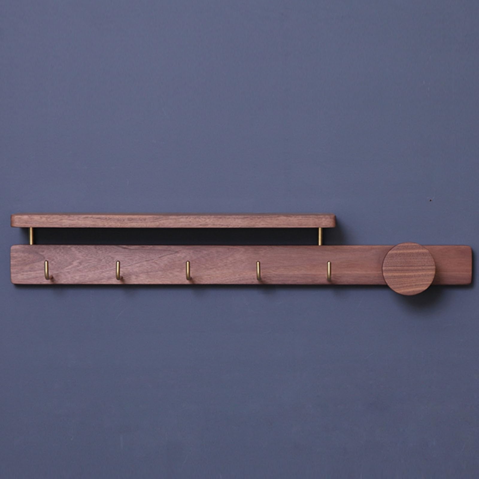 Detive Sto Solut - Appendiabiti da parete in legno di noce con mensola, per ingresso, camera da letto e appendiabiti (50 cm e 70 cm)