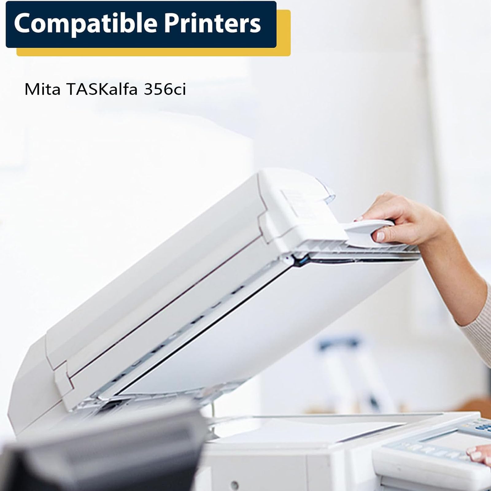 TK5205 Cartuccia Toner ad Alta Capacità per Kyocera TK5205 TK-5205K TK-5205C TK-5205Y TK-5205M Compatibile per Kyocera Mita TASKalfa 356ci Stampante con Chip,Black-1 Pack