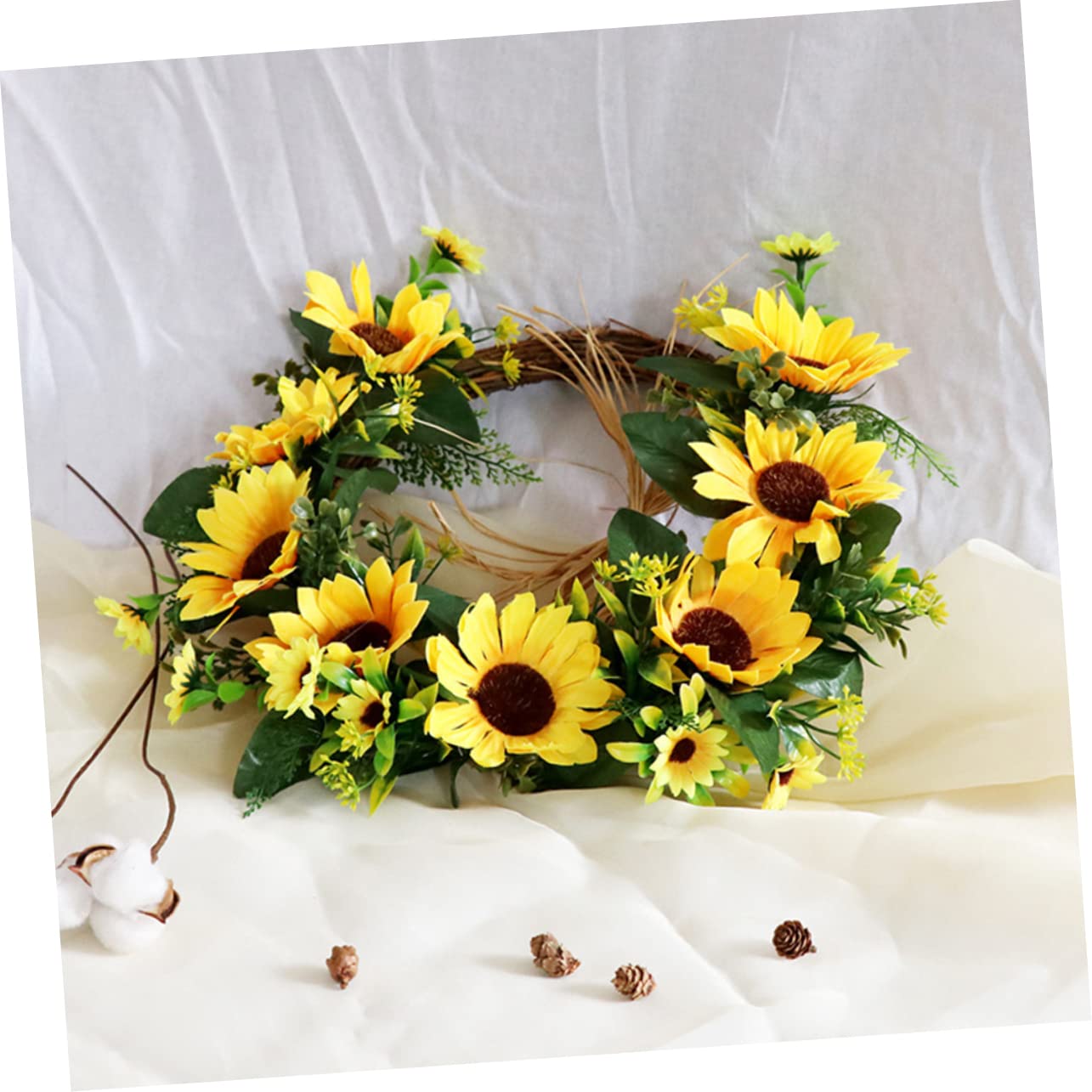 Alipis 2 Pz Simulazione Girasole Ghirlanda della Porta d'ingresso ghirlande Verdi per la Porta d'ingresso addobbi Matrimonio Ornamento vetrina Ghirlanda sospesa Artificiale Appeso al Muro