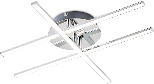 B.K.Licht Modern LED Ceiling Light, Adjustable LED Bars, Ceiling Fixture for Living Rooms, bedrooms and Dining Rooms, Warm White 3000K, 1150lm, 12.5W, Chrome, IP20