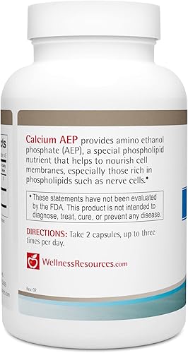 Miniatura 8 de Calcio AEP para nervios, membranas celulares (925mg Ca-2-AEP por cápsula, 180 cápsulas)