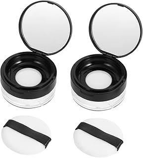 FOMIYES 2pcs Elastic Mesh Loose Powder Box Plastic Container DIY Makeup Holder Makeup Blush Makeup Cushion Loose Powder Box with Puff Empty Powder Box Makeup Powder Case Body Abs