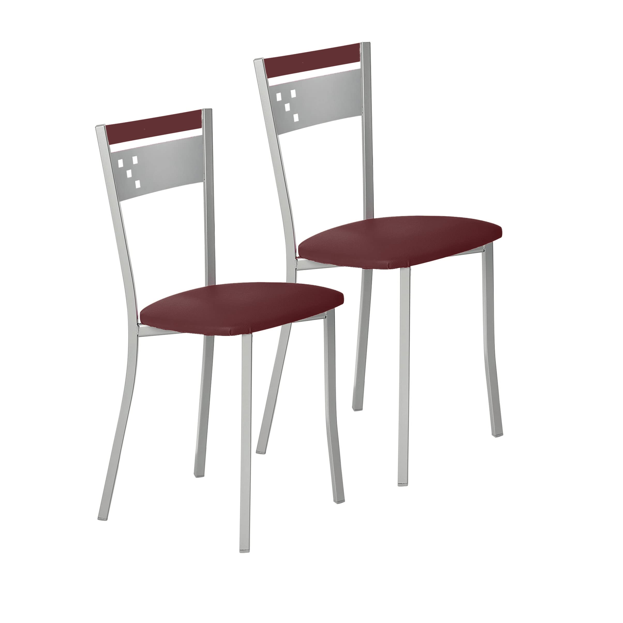 ASTIMESA SCCABBU due sedie da cucina, metallo, bordeaux, altezza della seduta 45 cm