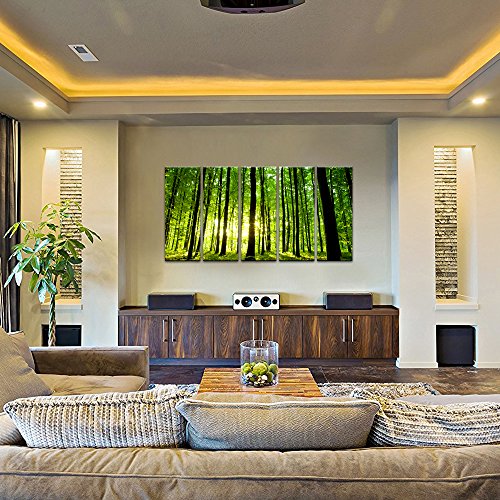 Sechars Forest Canvas Prints Forest Sunset Pictures Wall Art Nature Landscape Painting Large Home Living Room Decor Total Size 32X60Inches #TOP1