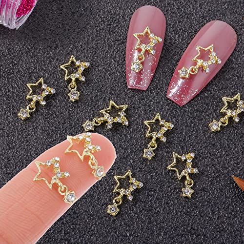 Giantree 20Pcs Star Nail Charms, 3D Alloy Rhinestones Nails Art Charms Bling Crystals Nail Gems For Diy Manicure Decoration Nail Accessories Women Nail Supplies (Gold) #TOP4