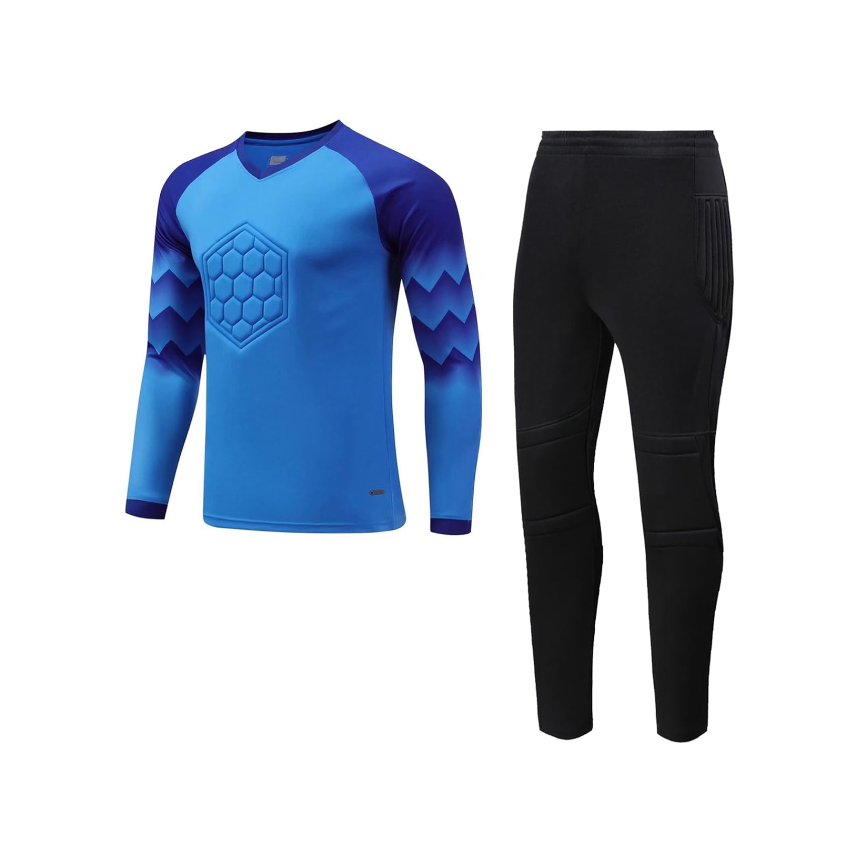Maillot de Gardien de Foot Enfant Garçon Gardien de But Football avec Pantalon Ensemble Tenue de Foot