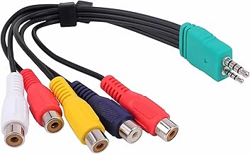 D52S RCA Adapter Video Audio AV Cable Replacement for Samsung TV Components Fits BN39-01154W 3.5mm and 2.5mm Male to 5 RCA Female