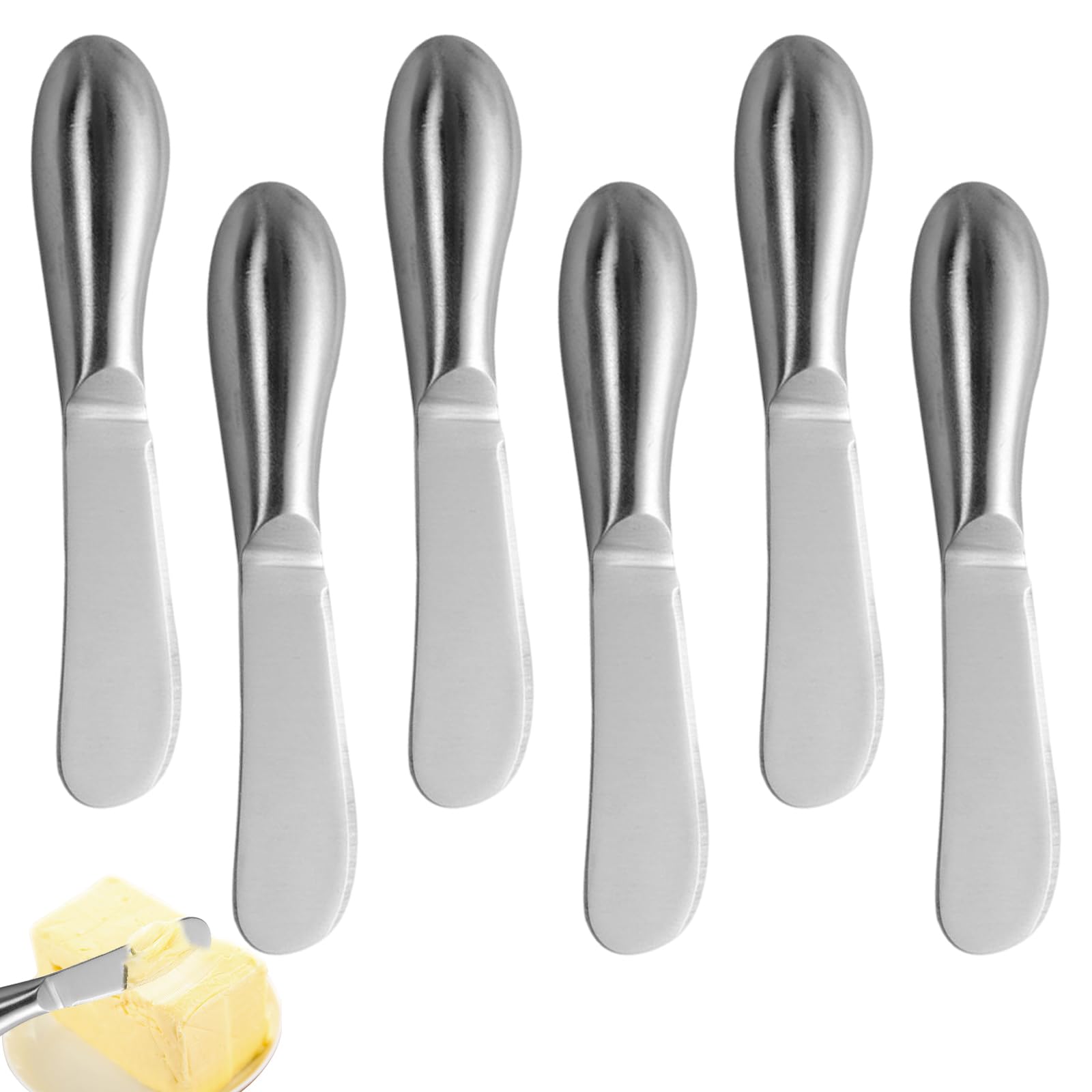 6 Piezas Cuchillo Mantequilla Multiusos de Acero Inoxidable, 13,5 × 2,5 × 2 cm Cuchillos Untar Pequeña Untadores de Pate Espátula Esparcidora de Mantequilla, para Nata Mermelada Queso