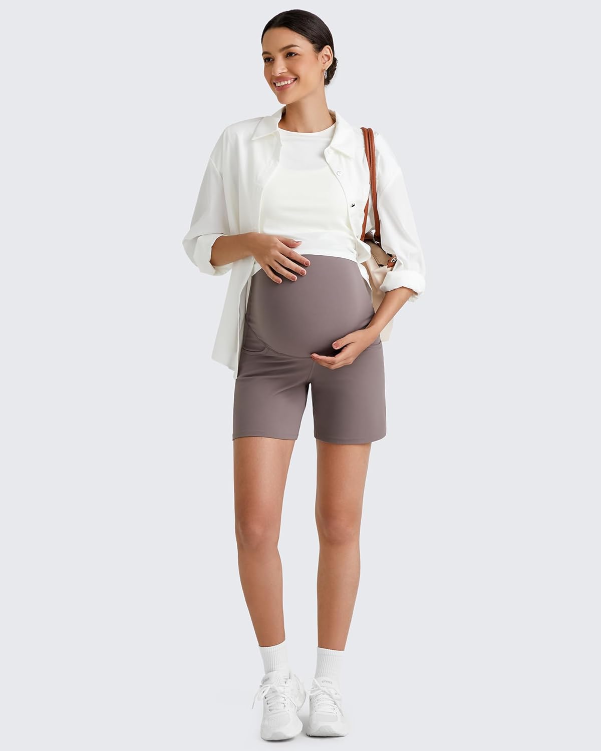 G4Free BareFeel Maternity Athletic Shorts with Pockets Over The Belly Workout Pants Comfy Summer Pregnancy Clothes - Image 7