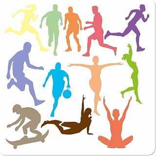 GORGECRAFT Sports Painting Stencils Reusable Hollow Out Basketball Player Running Human Athlete Drawing PET Stencil for Painting On Wood Floor Furniture Scrapbooking DIY Art Crafts 11.8 x 11.8