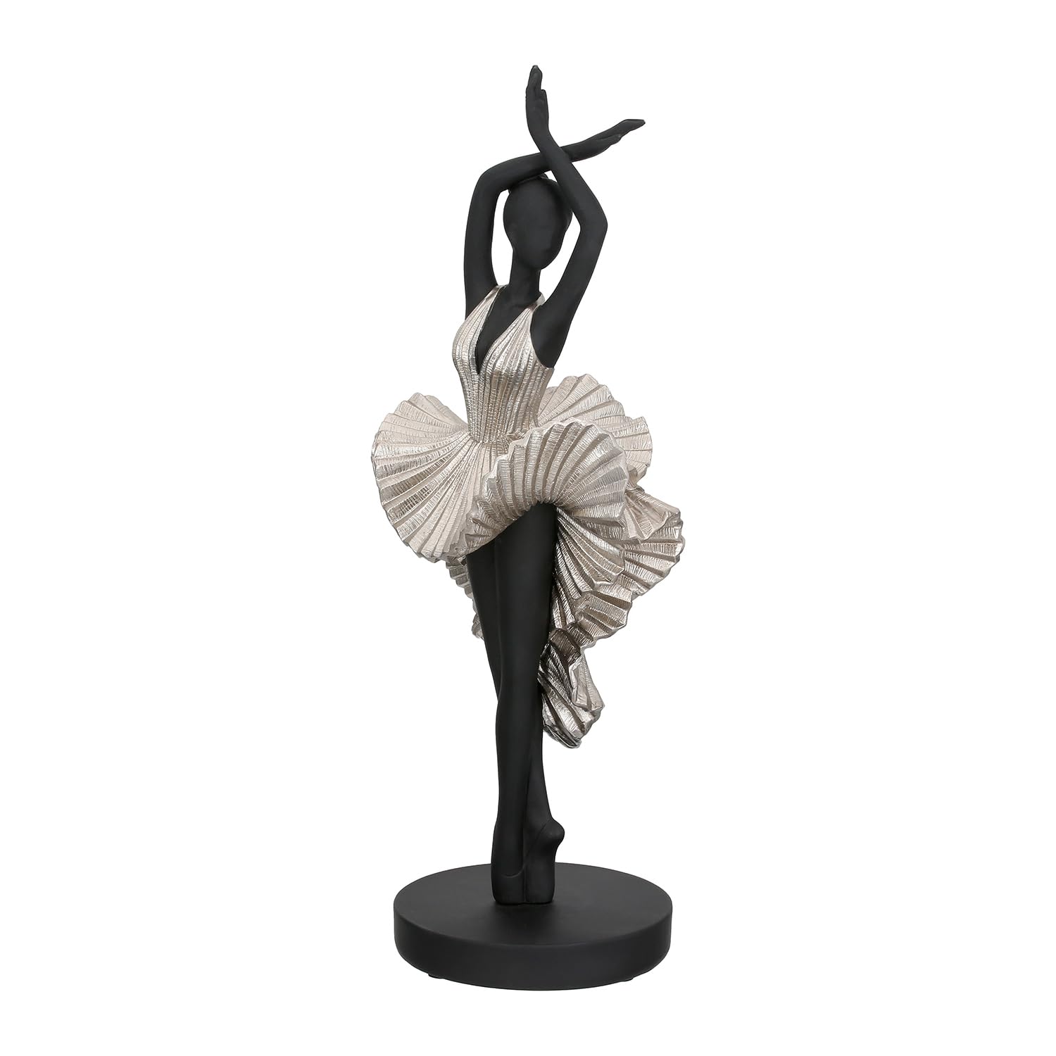 GILDE Scultura Ballet – Ballerina in resina – nero opaco – effetto metallico – altezza 44 cm x diametro 14 cm
