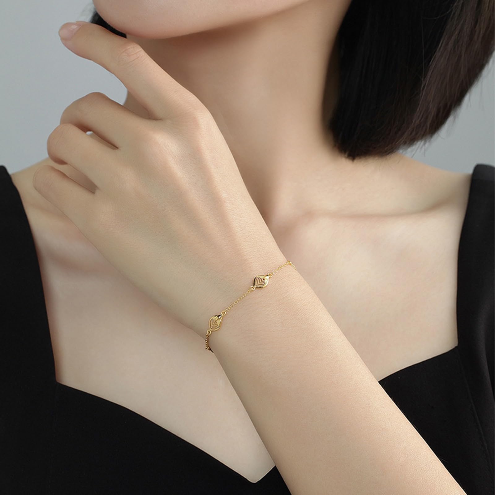 Bracciale Oro Giallo 750/375/585, Bracciale a Catena con Foglie 16-18 cm Estensione 4 cm, Braccialetto Donna Fidanzati
