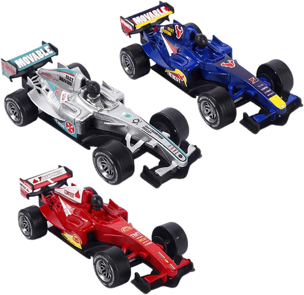 F1 Diecast Alloy Collectible Car Model - 3 Pcs Mini Race Cars Set, Racing Vehicle Game for Boys and Girls