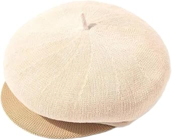 Womens Linen Summer Breathable Knitted Beret Hat with Visor